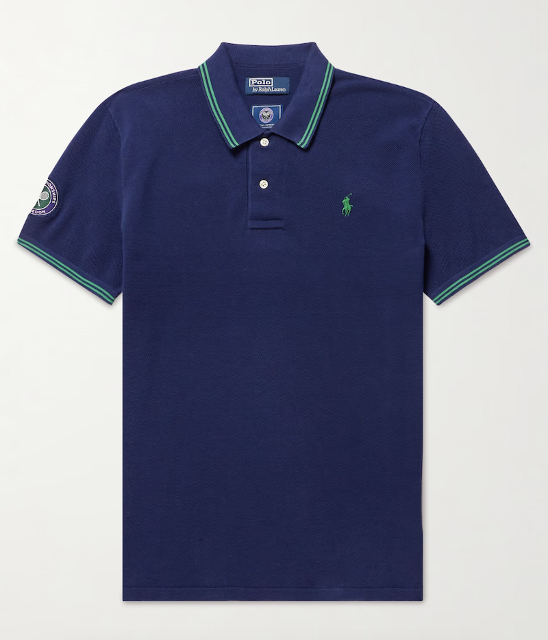 Wimbledon Logo-Embroidered Appliquéd Cotton-Piqué Polo Shirt
