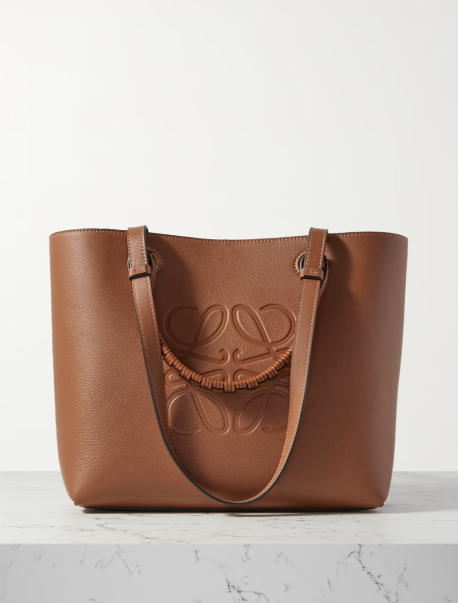 Anagram Small Debossed Textured-Leather Tote