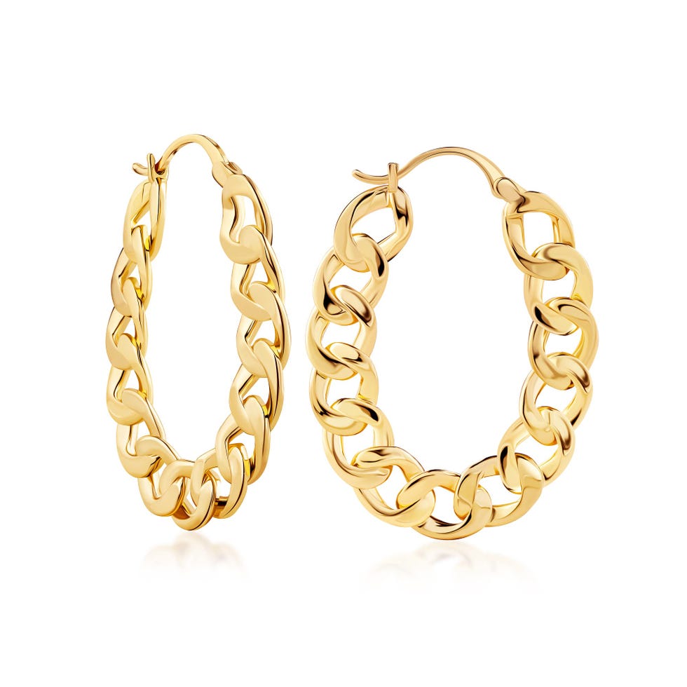 18K Gold Plated Link Chain Hoop Earrings