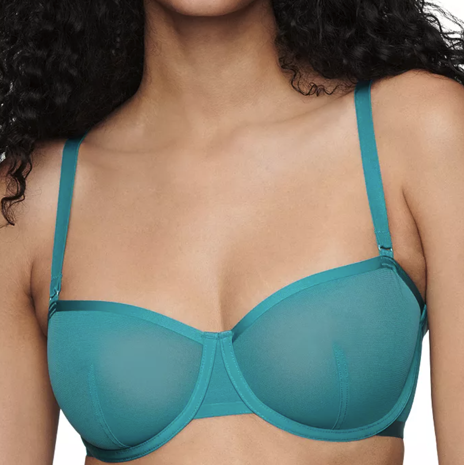 LIVELY Smooth Strapless Bras for Women, Flexible Underwire Bra with  Balconette Cups, Mesh Fabric Sides