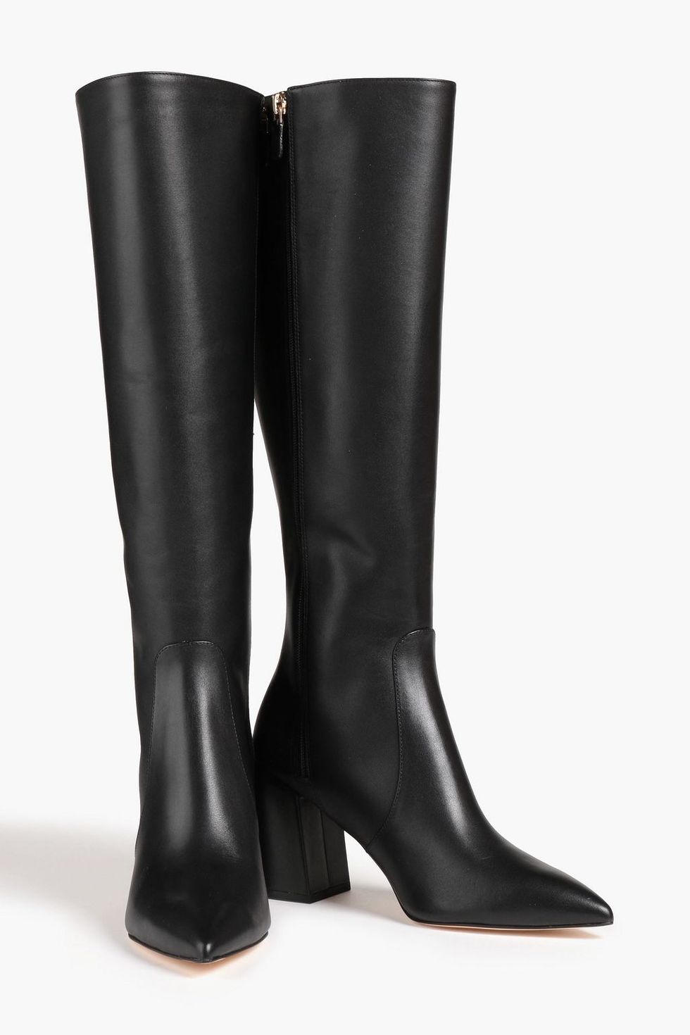 Erica Knee High Leather Boots - Black Leather