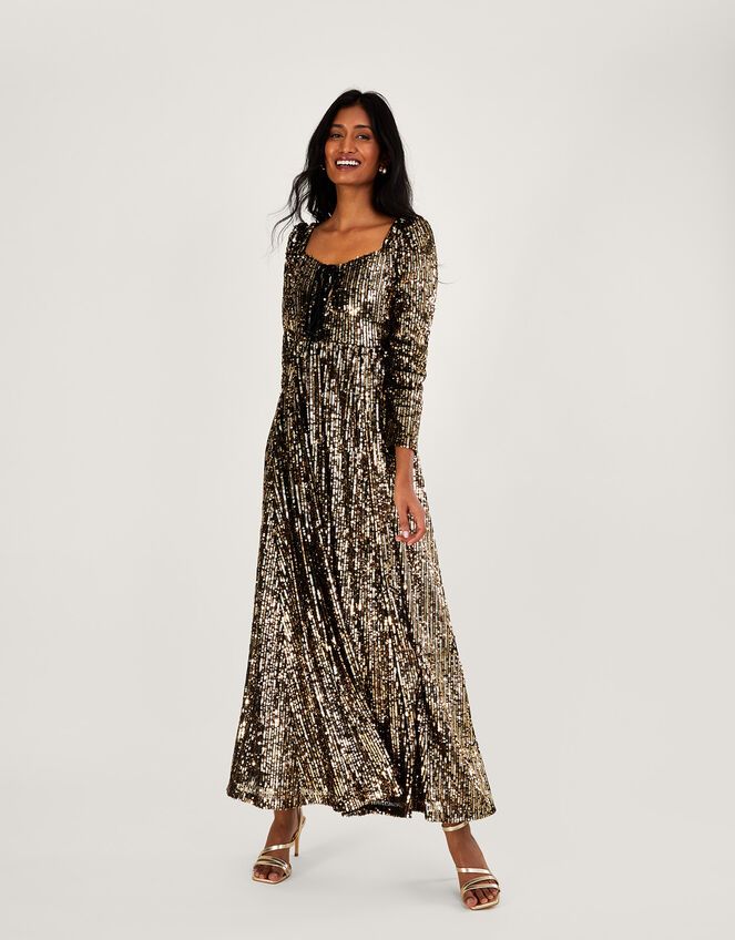 Spectacular sequined maxi dress in gold ➤➤ Milla Dresses - USA, Worldwide  delivery