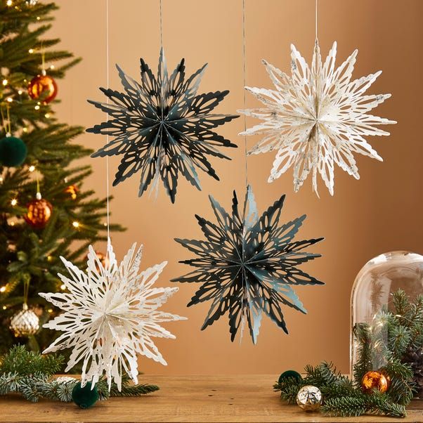 Pack of 4 Snowflake Hanging Decorations