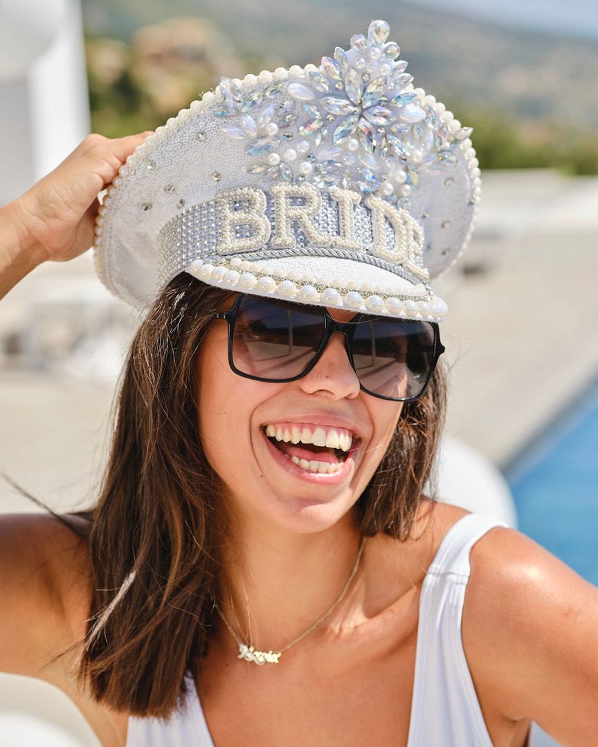 Bride Jewelled Glitter Hat