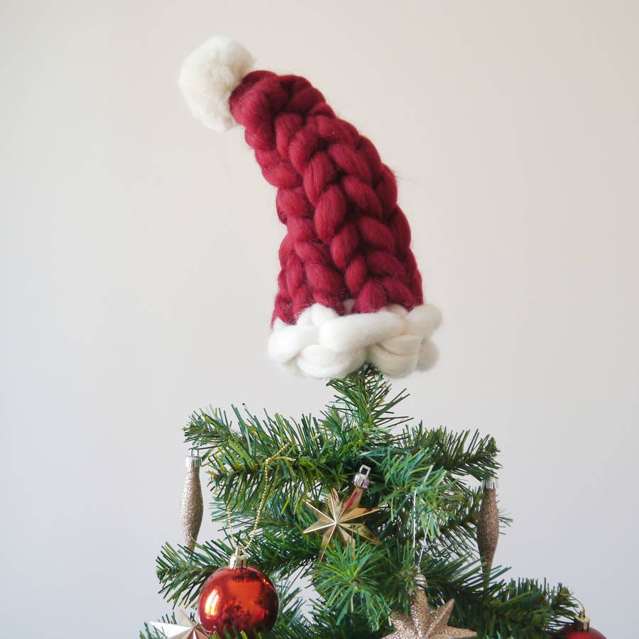 Beautiful Christmas Tree Topper using Santa's Hat, And festive Christmas  Floral picks!