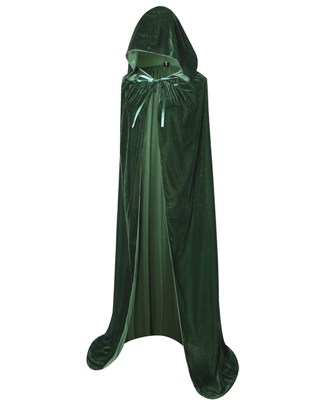 Full length hooded velvet cloak
