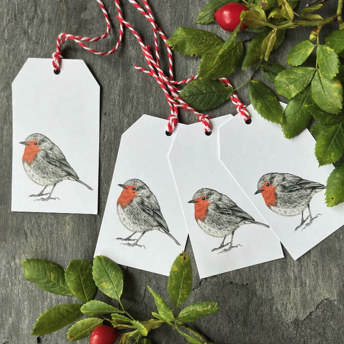 Traditional Robin Gift Tags - Set of 4