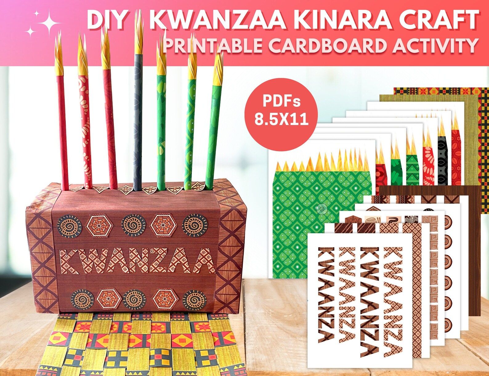 Matunda Ya Kwanza Kwanzaa store Resin Kinara (Candle Holder) Gold-tone Candle Inserts