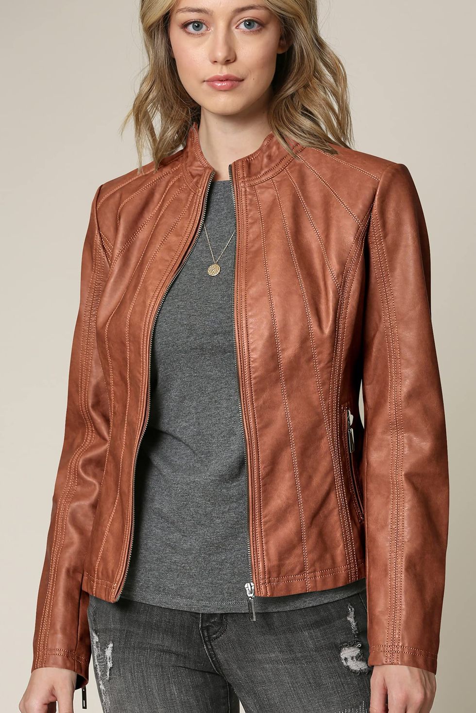 Faux Leather Moto Jacket 