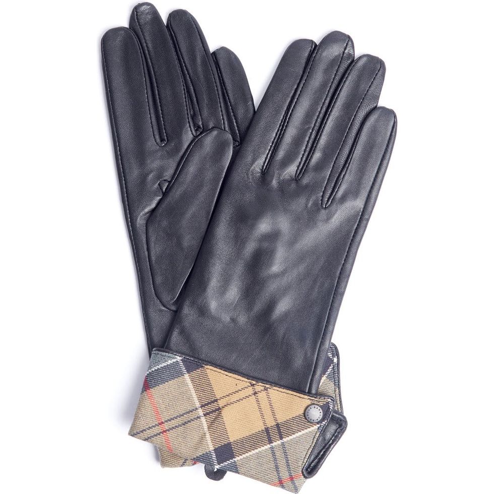 Lady Jane Tartan Cuff Leather Gloves
