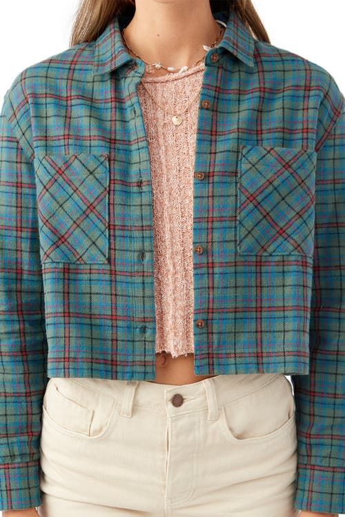 Pippa Plaid Cotton Flannel Crop Button-Up Shirt 