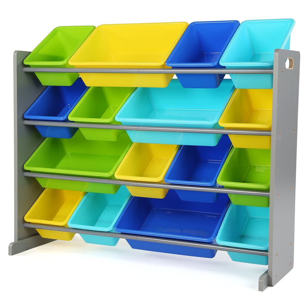 Utex Toy Storage Organizer with Bookcase, Kids Bin Storage Unit with 3 Opening Shelves,White Toys Box Organizer, Size: 8
