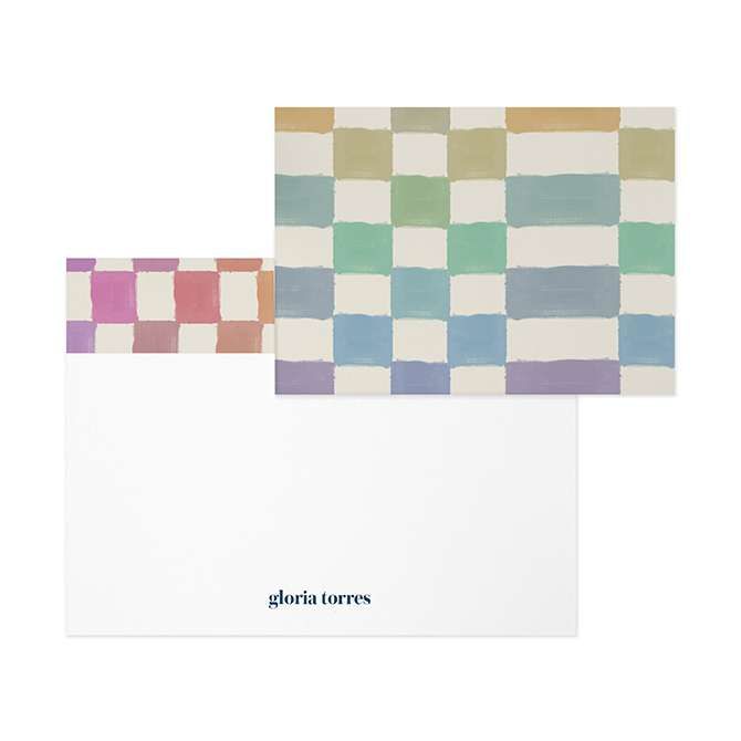 Watercolor Checkered Stationery