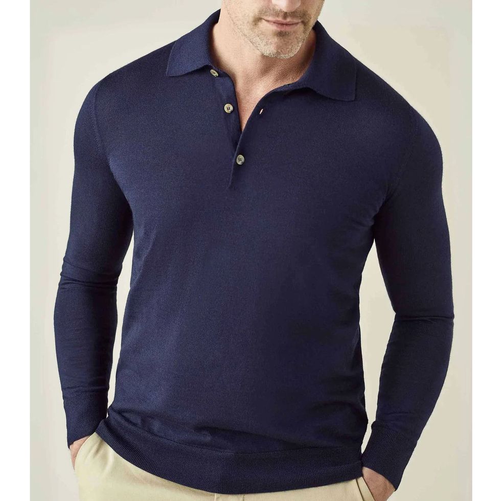 Silky Soft Fitted Tipped V-neck Polo Sweater