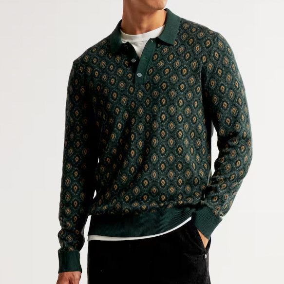 Louis Vuitton Monogram Long-sleeved Knitted Polo, Green, L