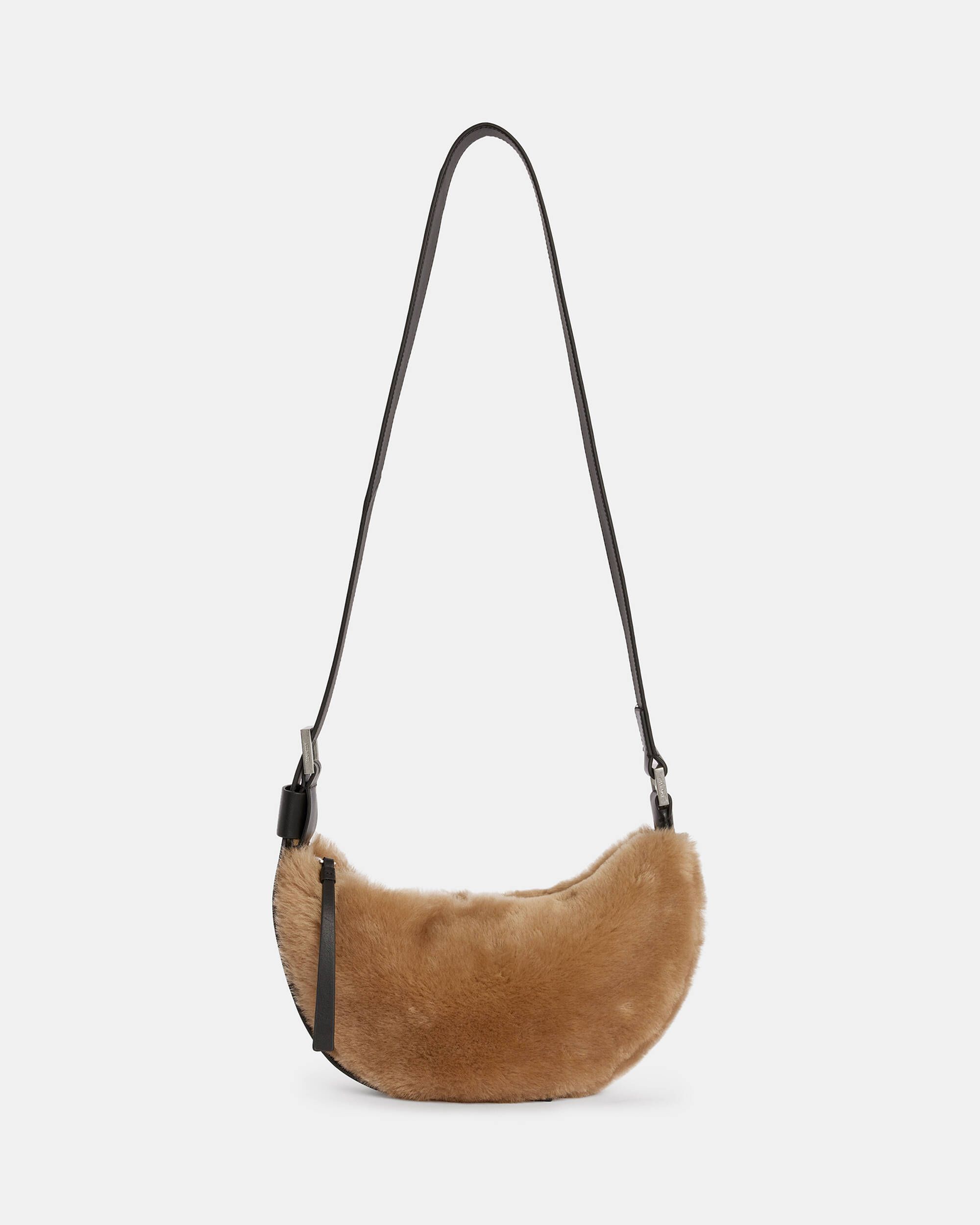 Bou Small faux shearling shoulder bag in brown - Ganni | Mytheresa