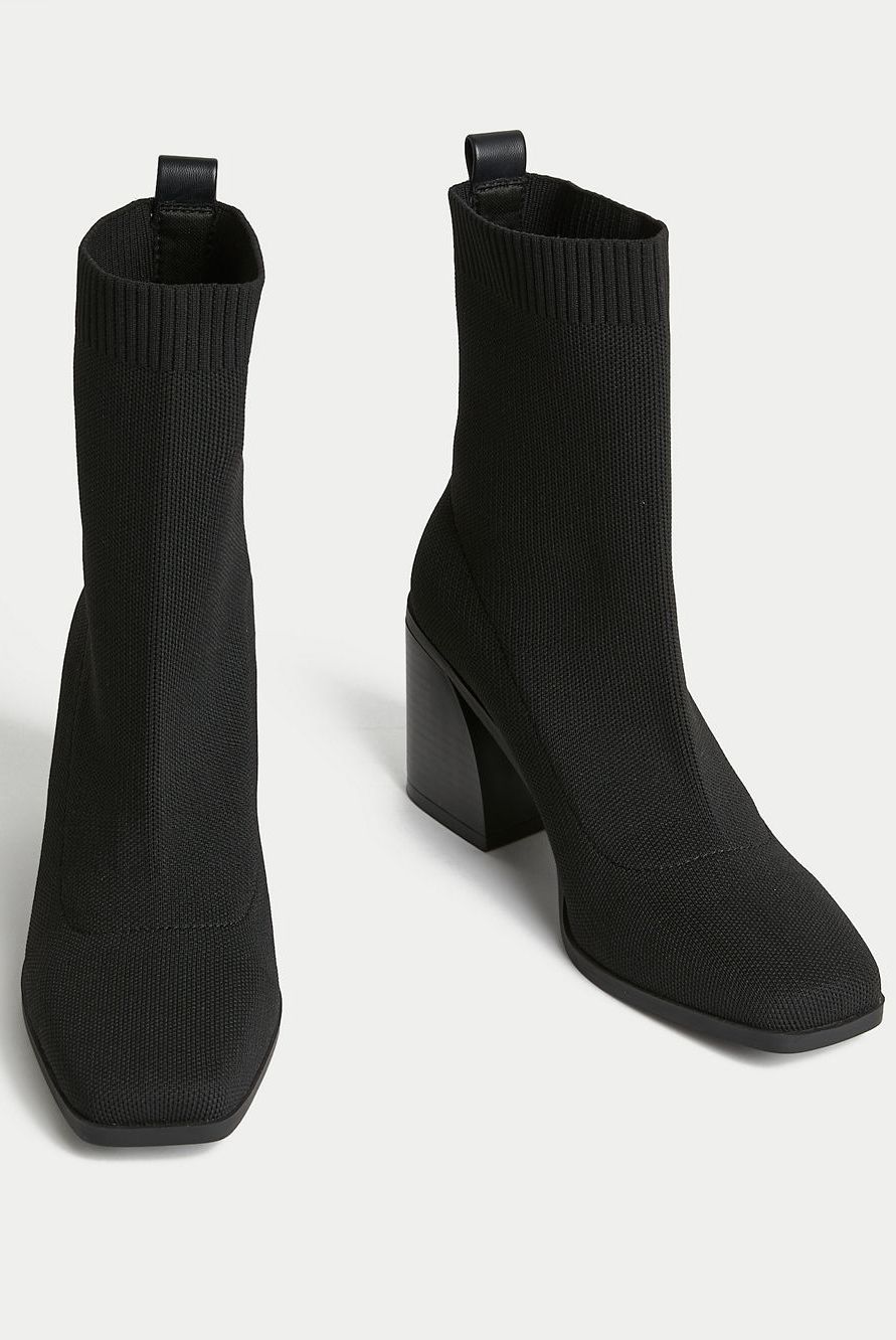 Block Heel Sock Boots