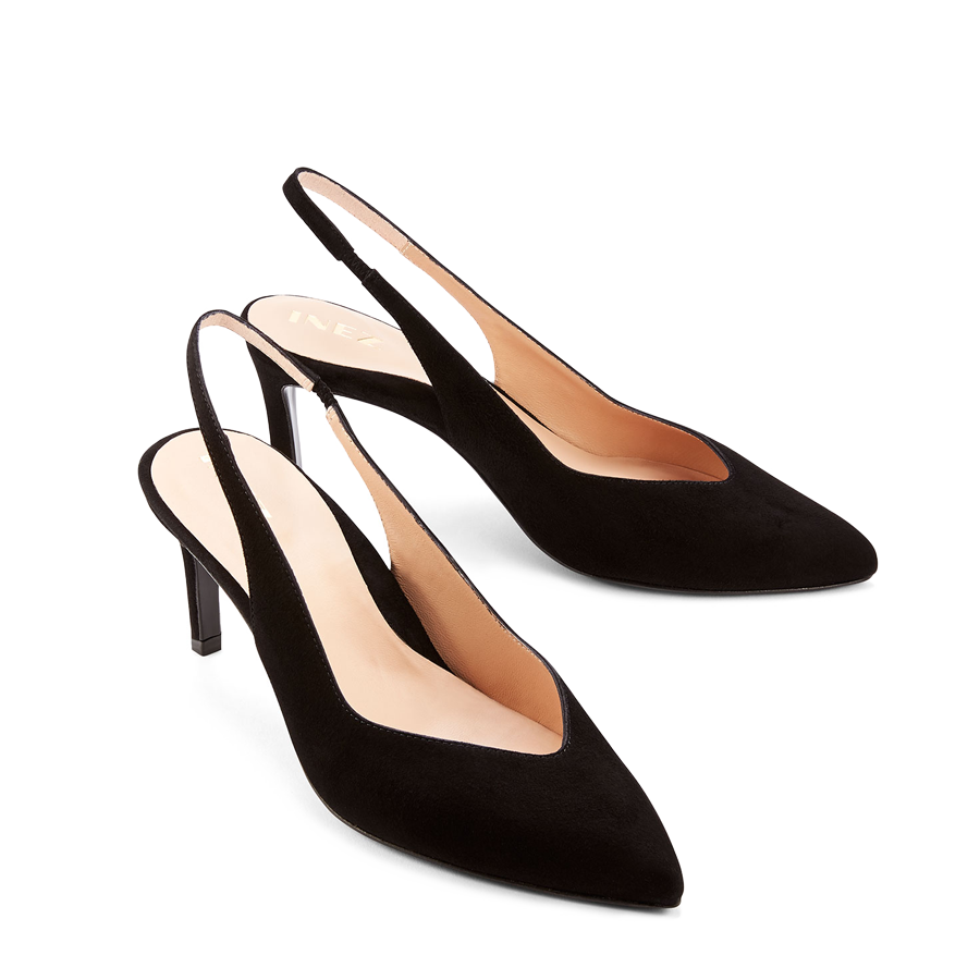 Black suede shoes Veronica slingback style