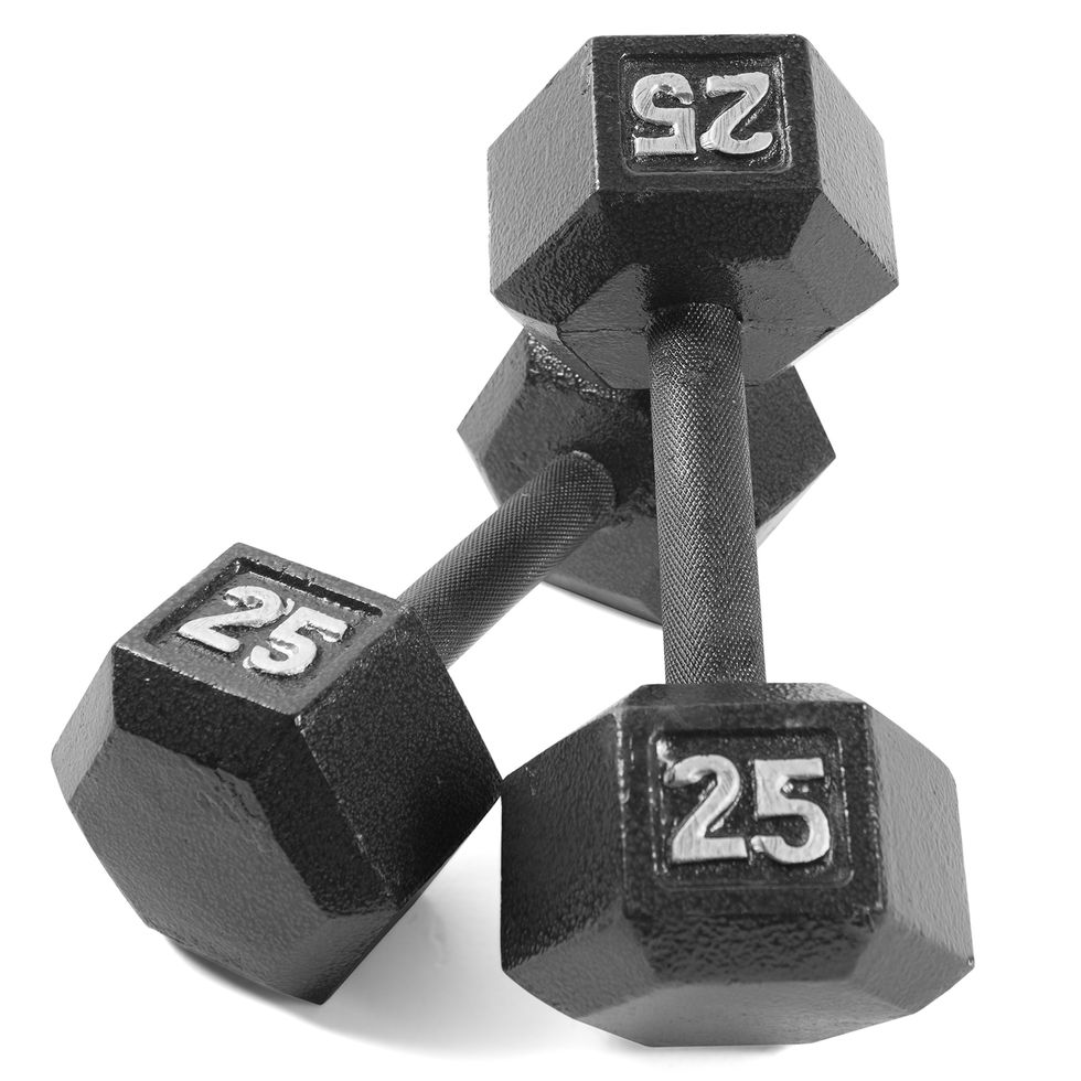 Cast Iron Hex Dumbbell Weights, 25 lb.