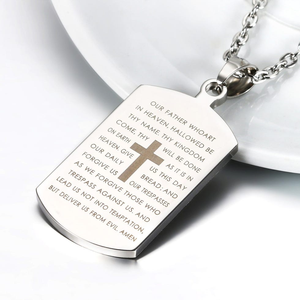 Necklace with a dog tag of the cross of the Lord