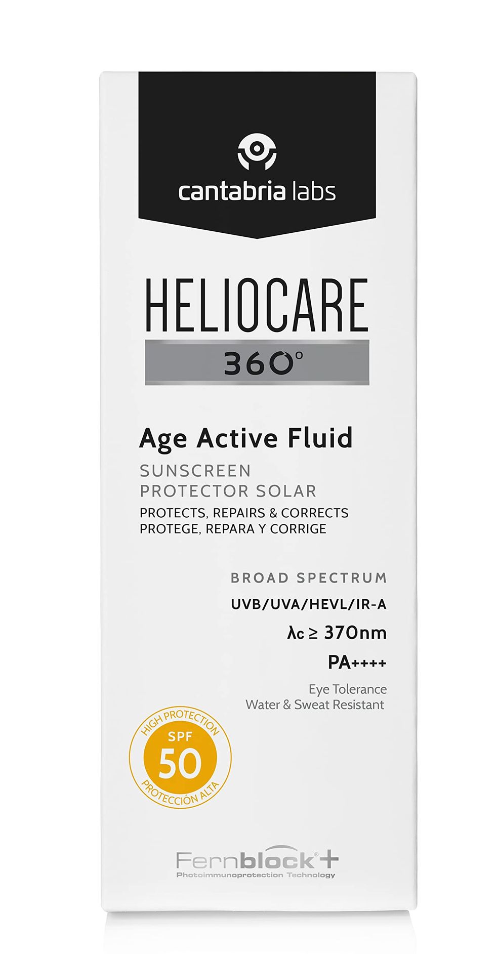 Heliocare 360° Age Active Fluid Spf 50, Crema Solar Facial, Ultraligero, con Triple Complejo Antiedad, Previene el Fotoenvejecimiento, 50Ml, Sin Color
