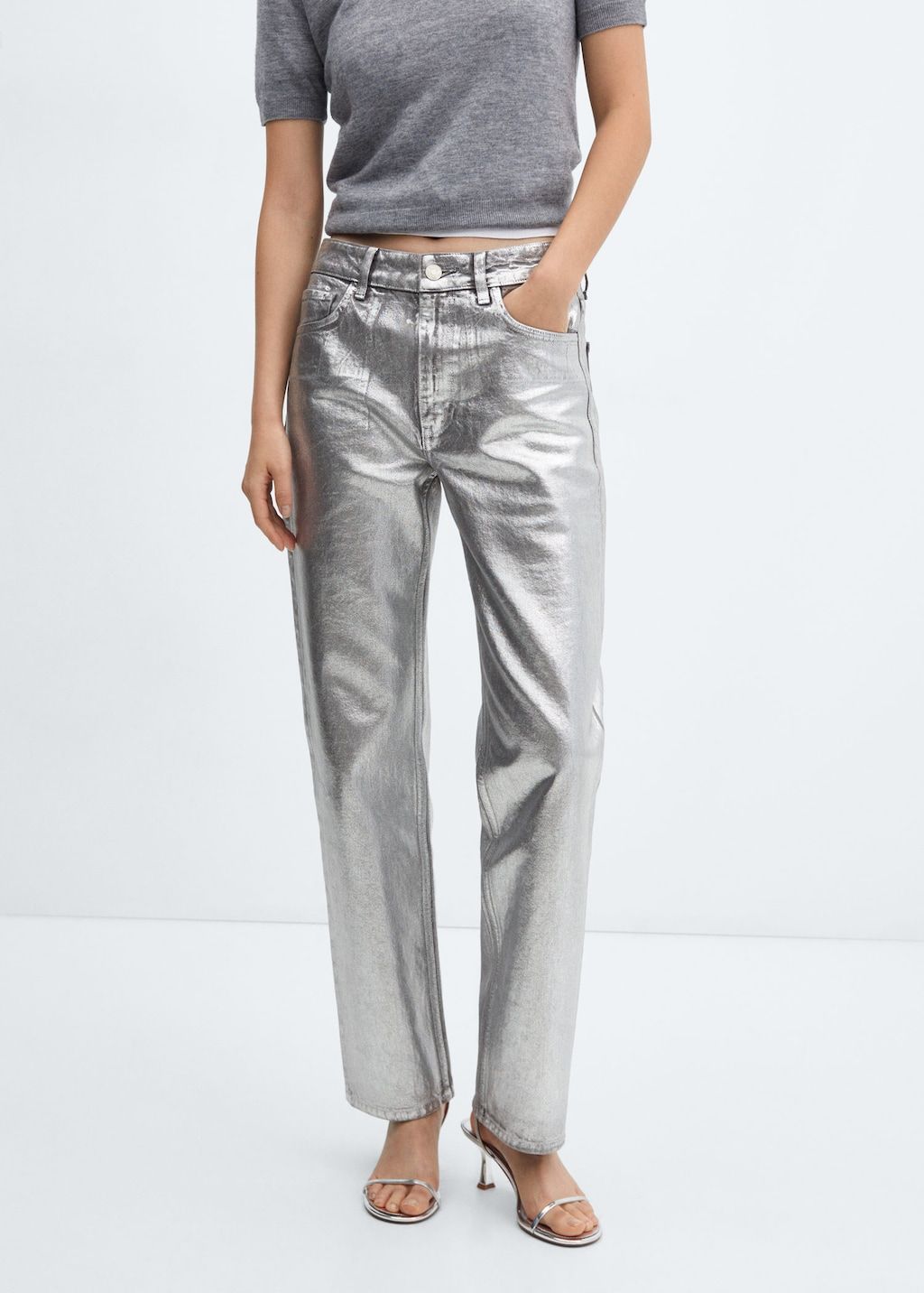 Women's shiny silver sales pants