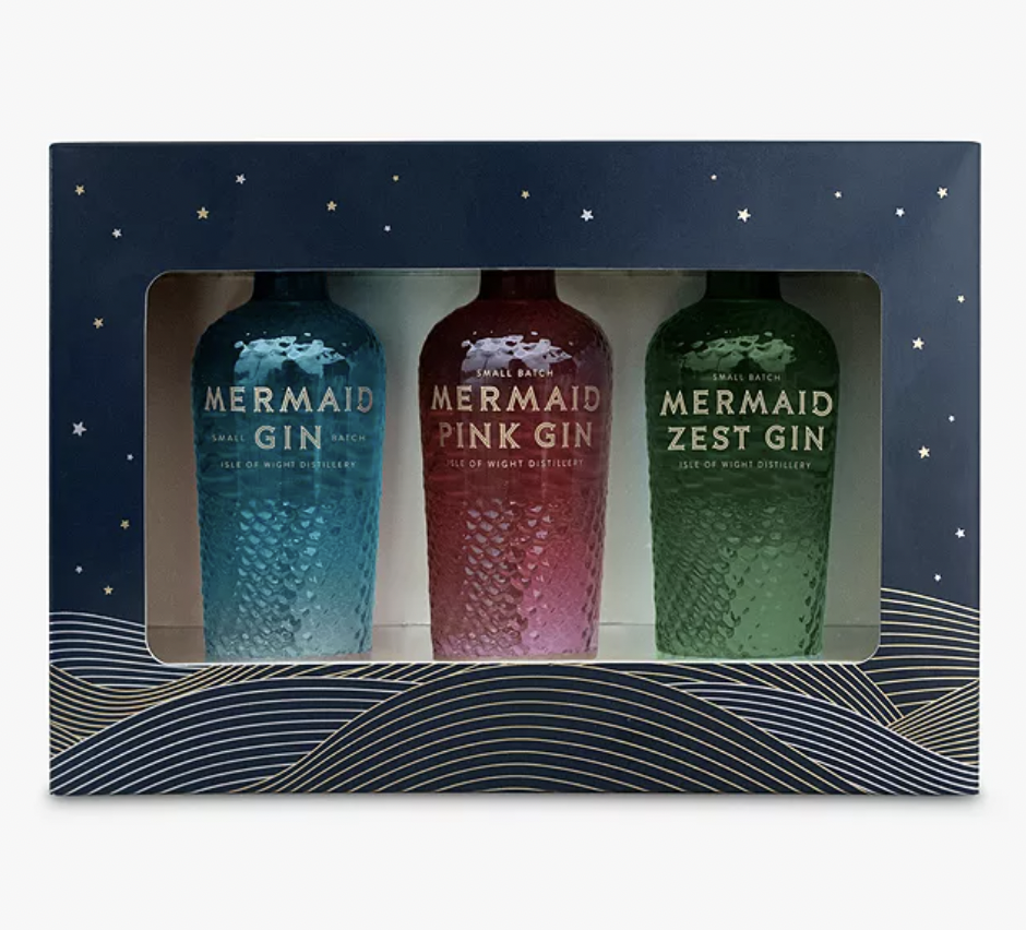 Isle of Wight Distillery Mermaid Mini Gin Gift Set, 3x 5cl