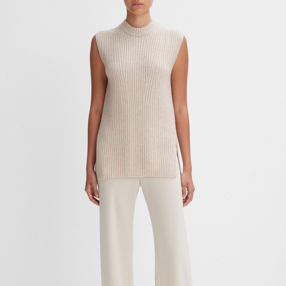 Ribbed Wool and Cashmere Sleeveless Tunic Sweater Ribbed Wool and Cashmere Sleeveless Tunic Sweater