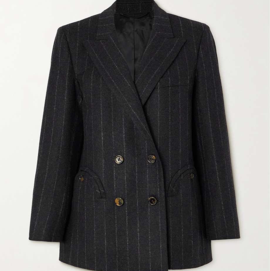 Everynight Double-Breasted Pinstriped Wool and Cashmere-Blend Blazer Everynight Double-Breasted Pinstriped Wool and Cashmere-Blend Blazer