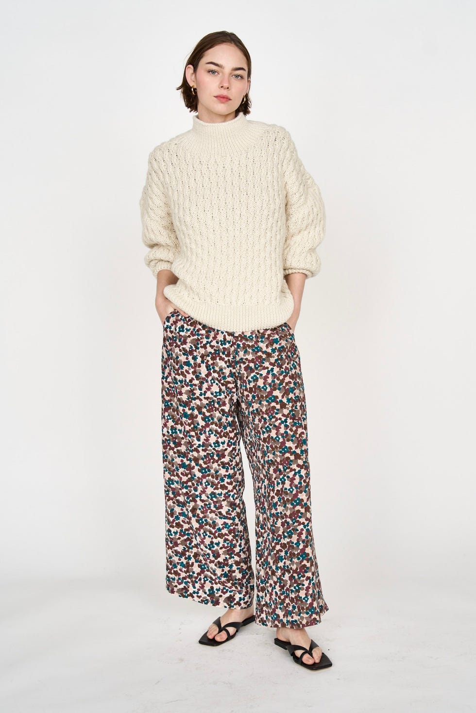 megeve honeycomb turtleneck in ivory megeve honeycomb turtleneck in ivory