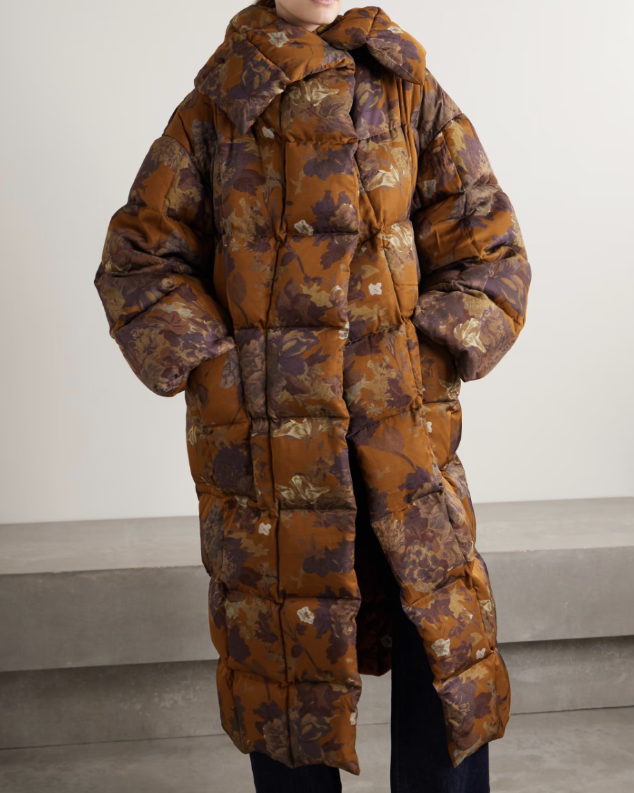 Oversized Padded Quilted Printed Shell Coat