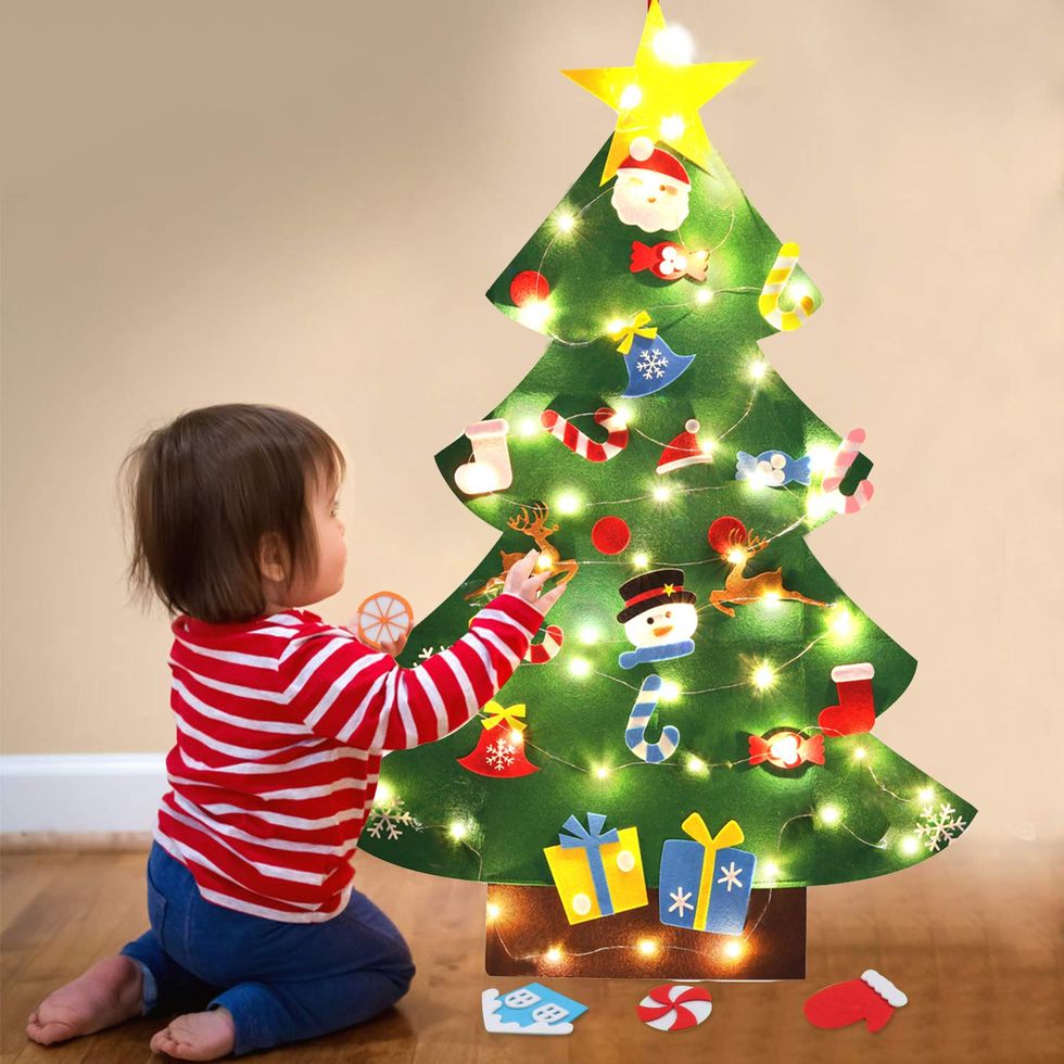 4 Ft Led Felt Christmas Tree DIY Felt Christmas Kits with 30 Ornaments and  light