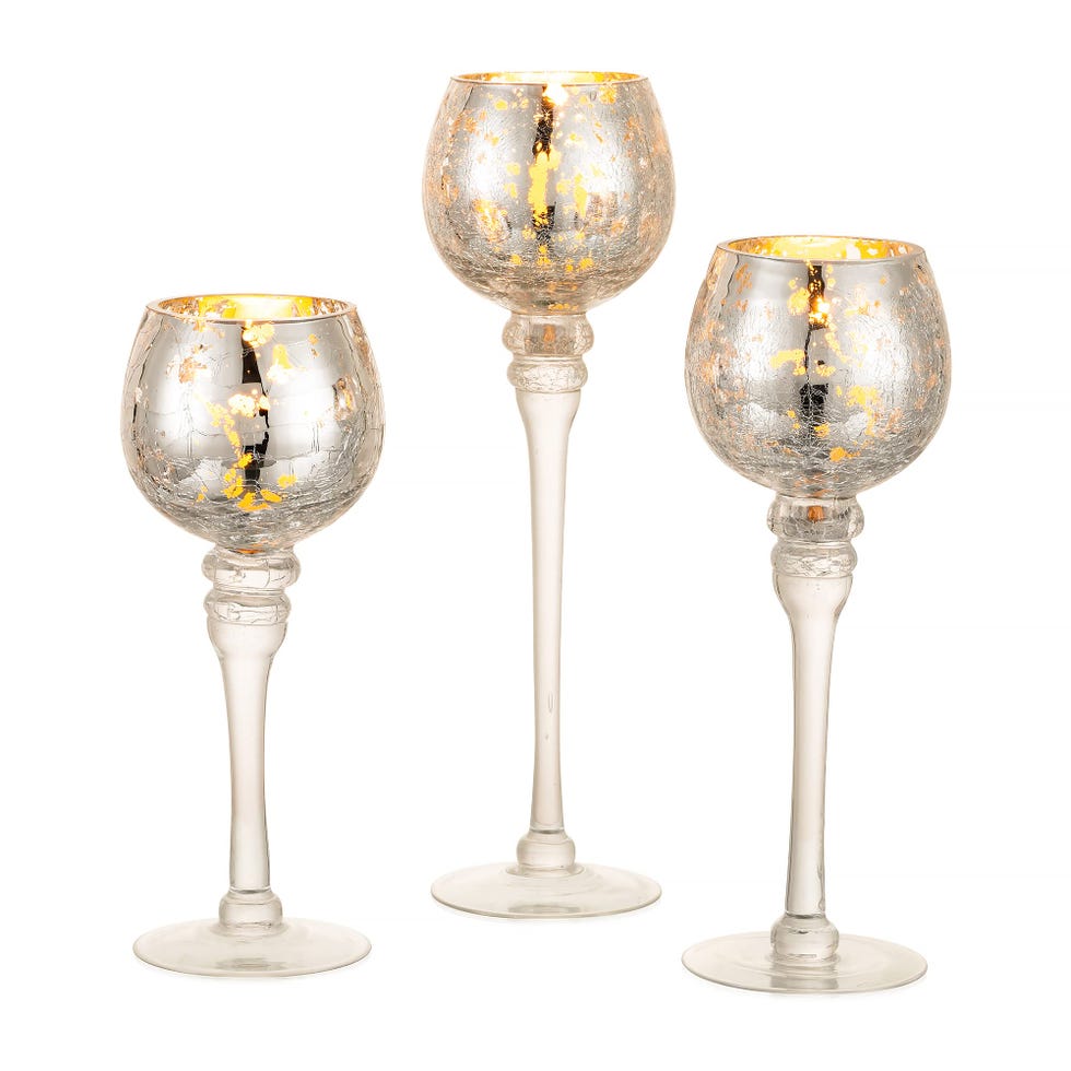 3 Portavelas de cristal Mercurio para centro de mesa 