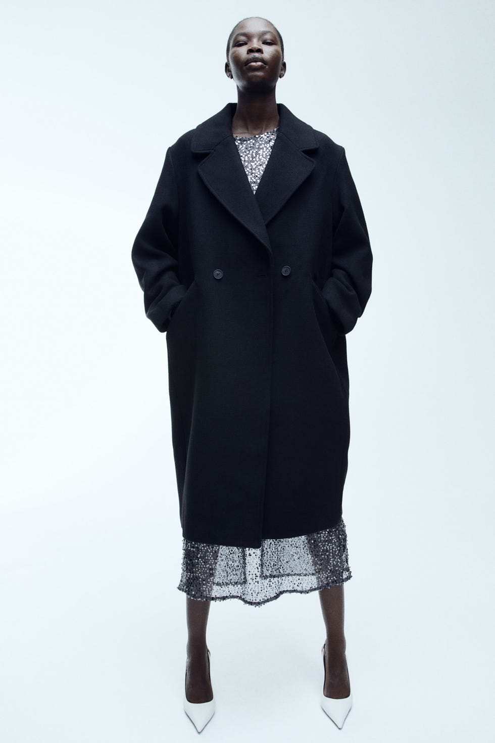 Black Coat: Double-breasted coat