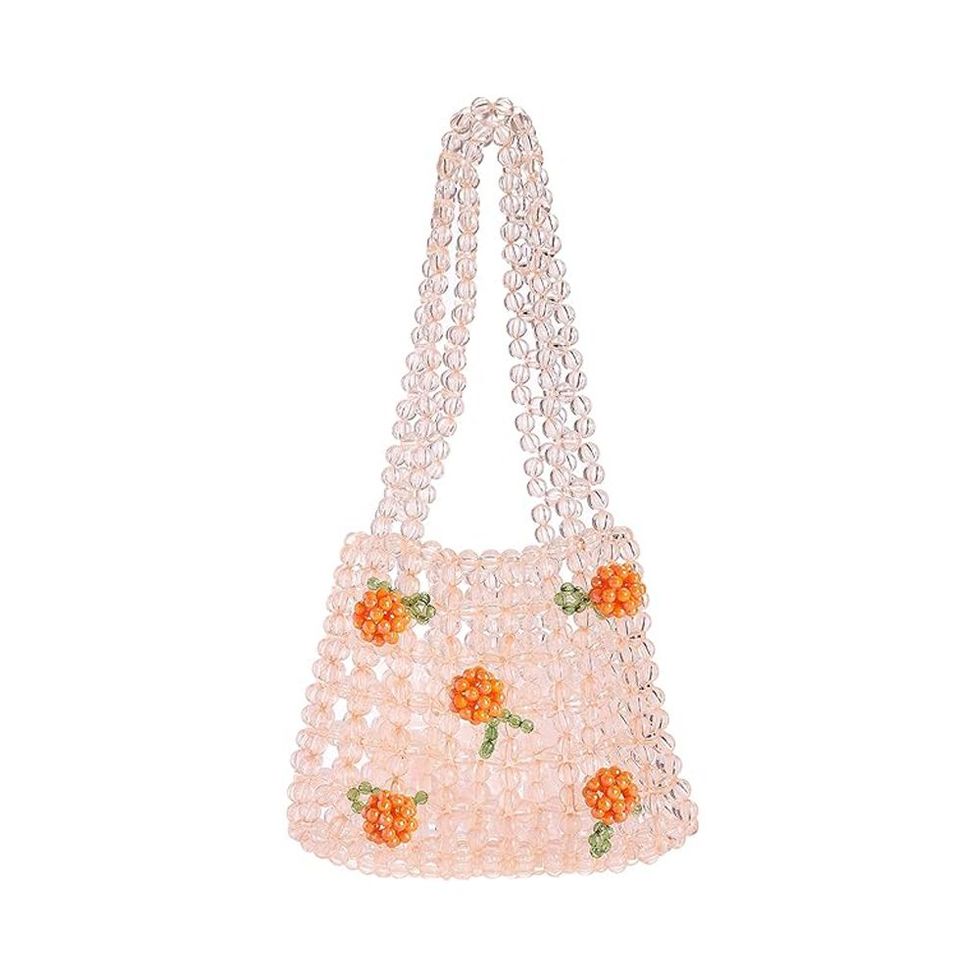 Womens Handbags - Dark Taupe Bucket Bag Beads