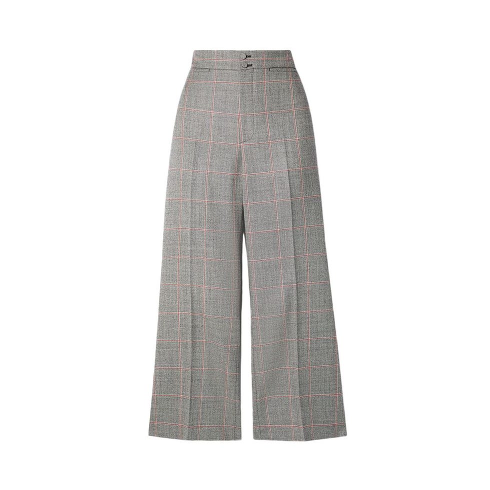 Checked Wide-leg Pants