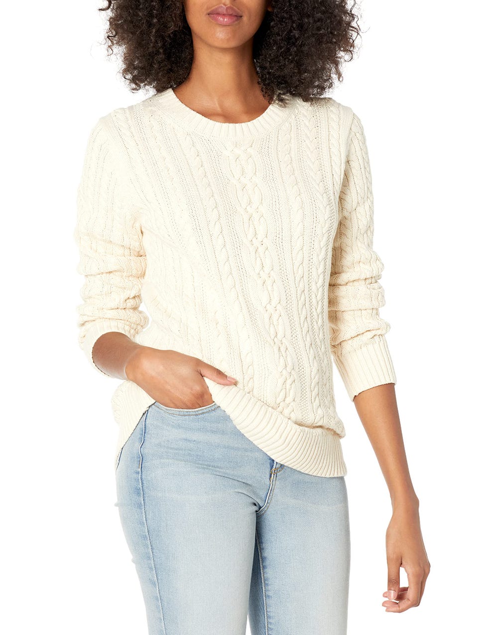 Women's Fisherman Cable Long-Sleeve Crewneck Sweater