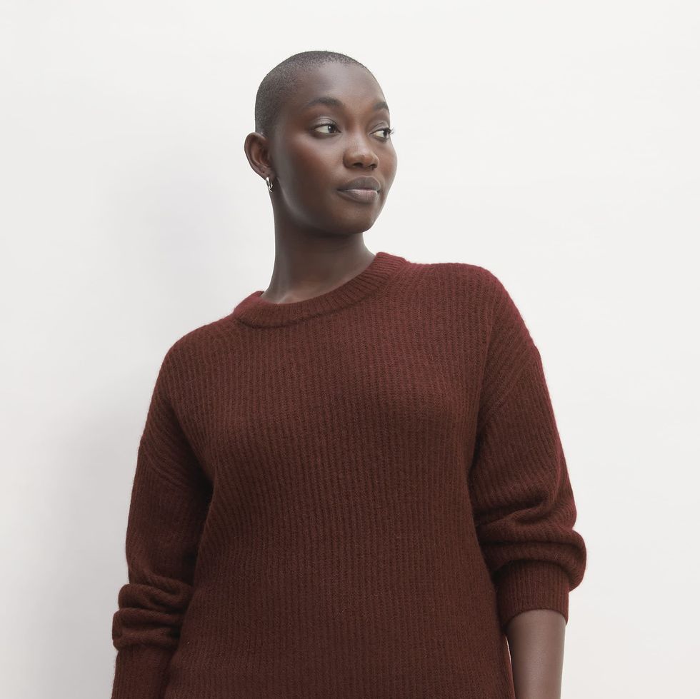 Women's Long-Length Notch-Neck Sweater, Women's Clearance