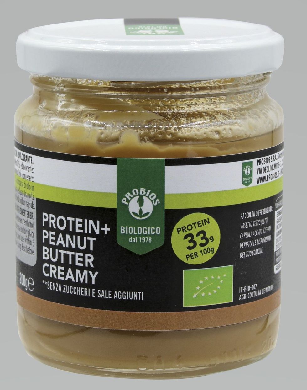 Protein+ Peanut Butter Creamy BioChampion è una crema liscia spalmabile a base di arachidi e proteine di piselli. Dolcificata solo con eritritolo biologico estratto dal mais, senza zuccheri e sale aggiunti.