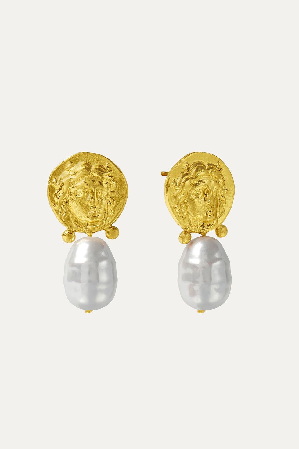 Gorgon Medusa Pearl Stud Earrings
