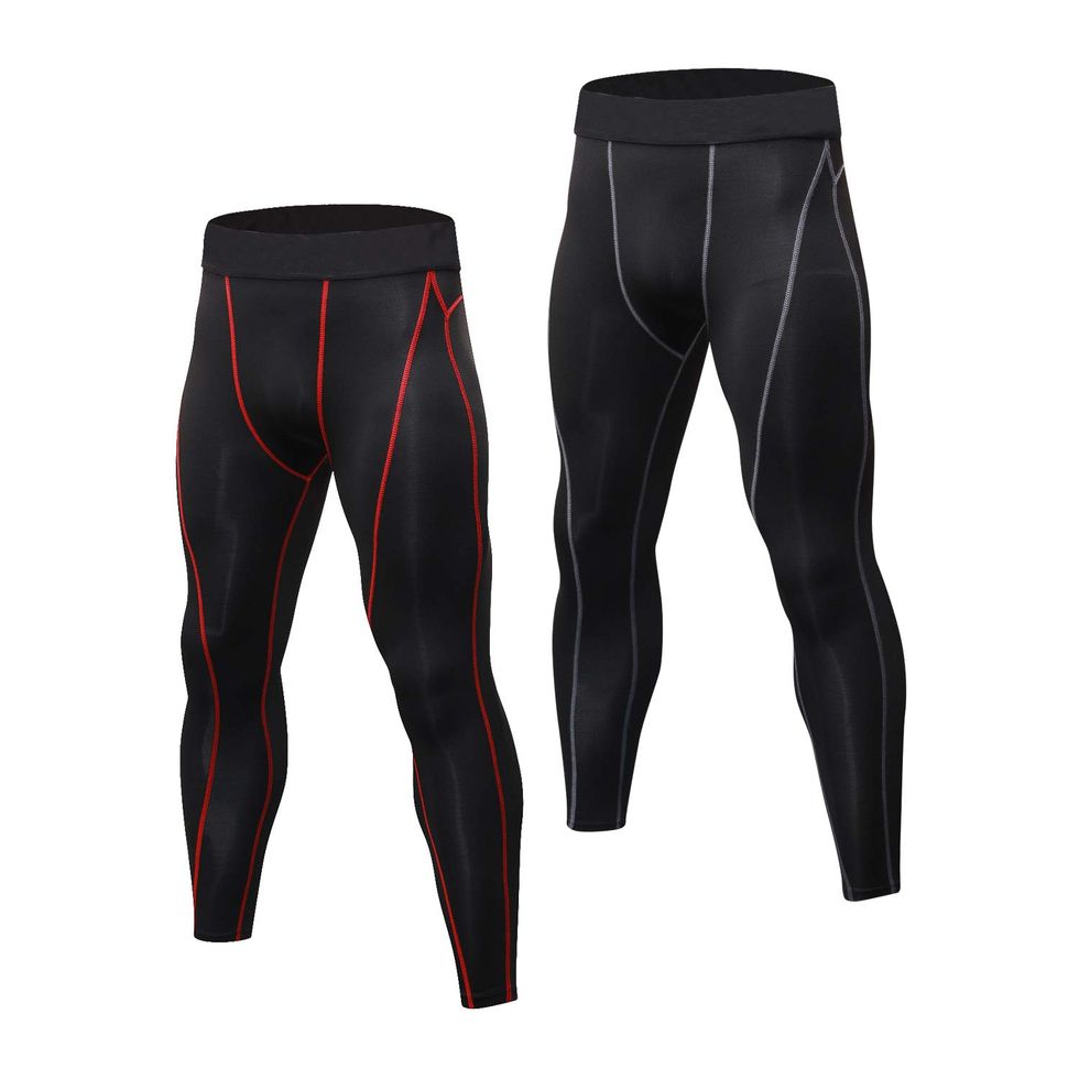 Pantalones de compresión para hombre, mallas atléticas de secado rápido,  mallas para correr, gimnasio, correr, ciclismo (rojo, S)