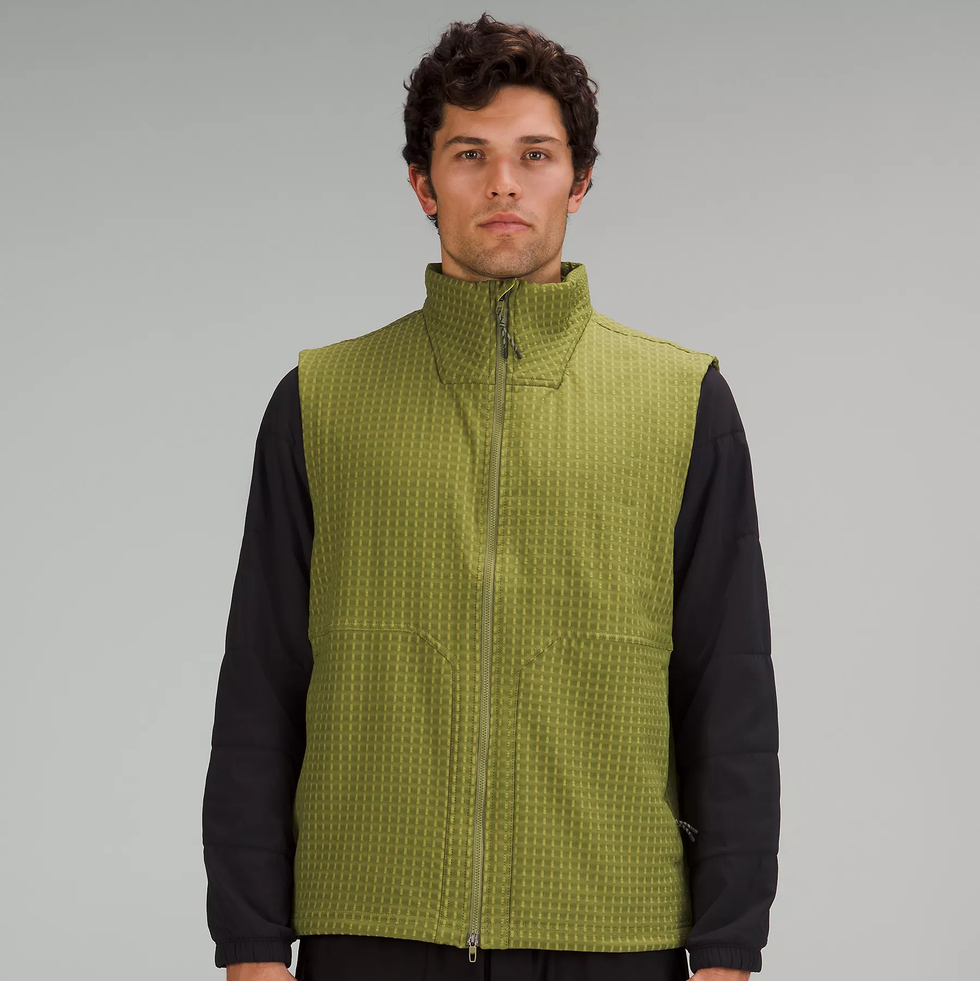 Water-Repellent Grid Fleece Hiking Vest