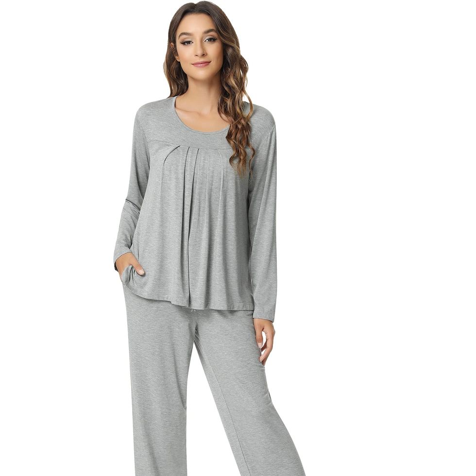 Latuza Women's Scoop Neck Sleepwear Long Sleeves Pajama Set