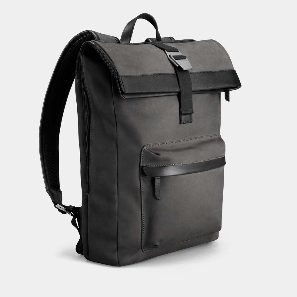 City-Hopper Backpack Nubuck Leather Fold Top Backpack
