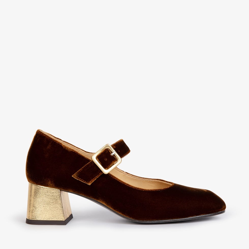 Mid Mary Jane Velvet Shoe - Honey/Gold Mid Mary Jane Velvet Shoe - Honey/Gold