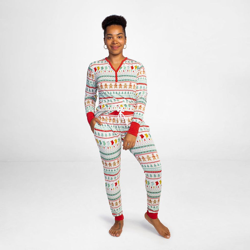 Curves White Leggings Family Pyjama Set with Fair Isle Print
