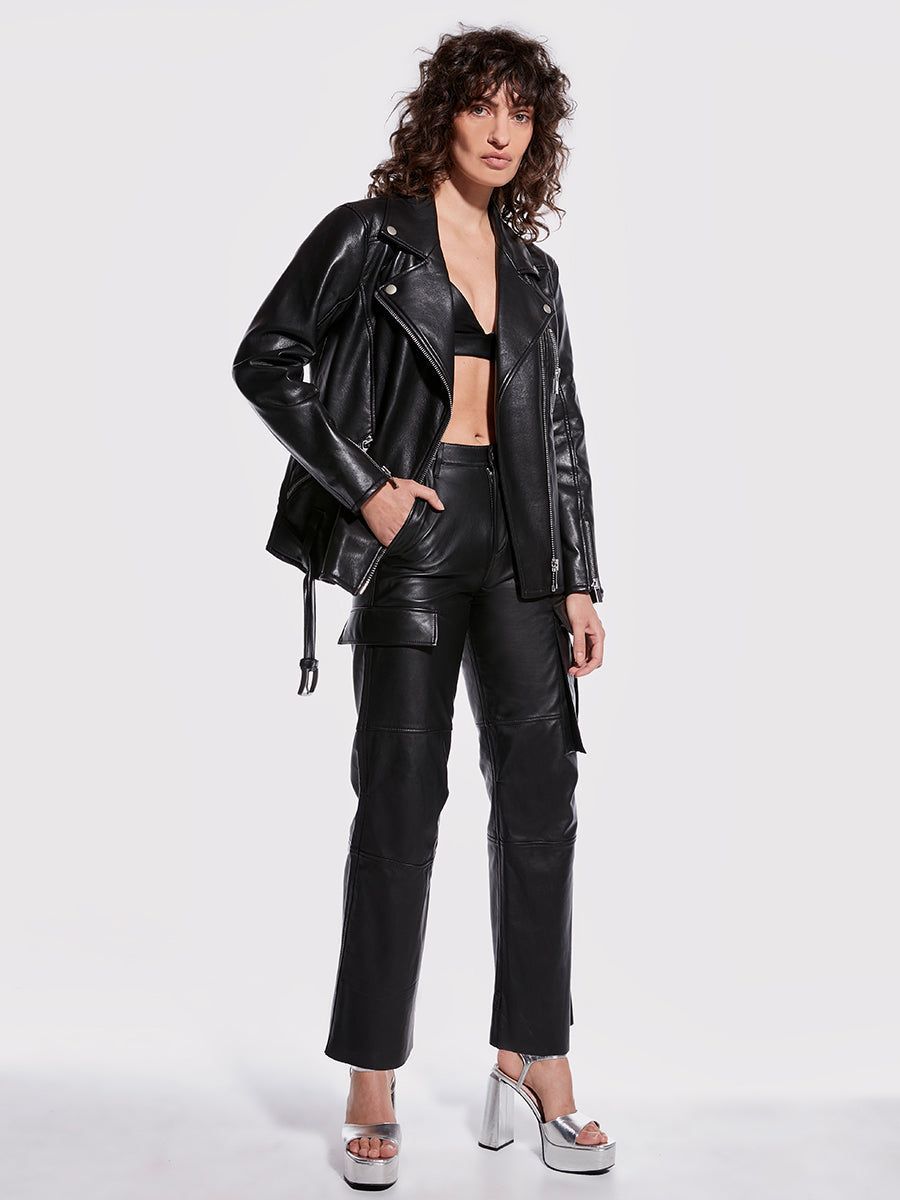 Black boyfriend biker outlet jacket