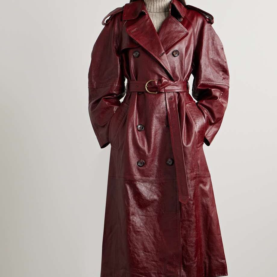 Marlowe Belted Double-Breasted Paneled Leather Trench Coat Marlowe Belted Double-Breasted Paneled Leather Trench Coat