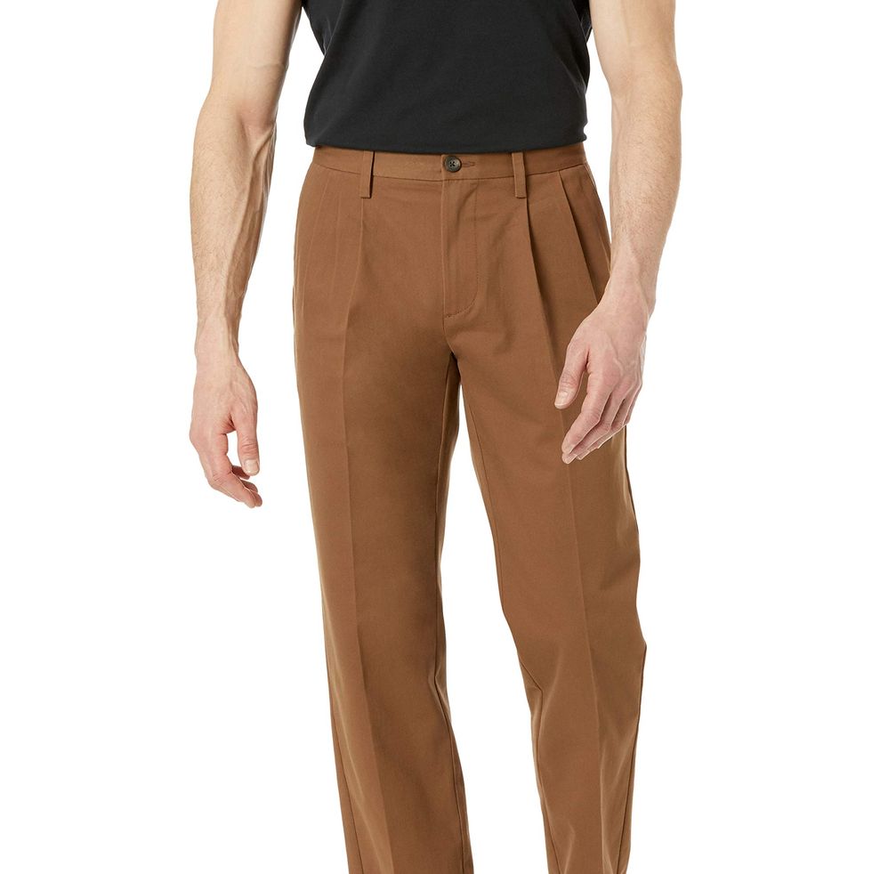 Brown Pleated Chino Pant
