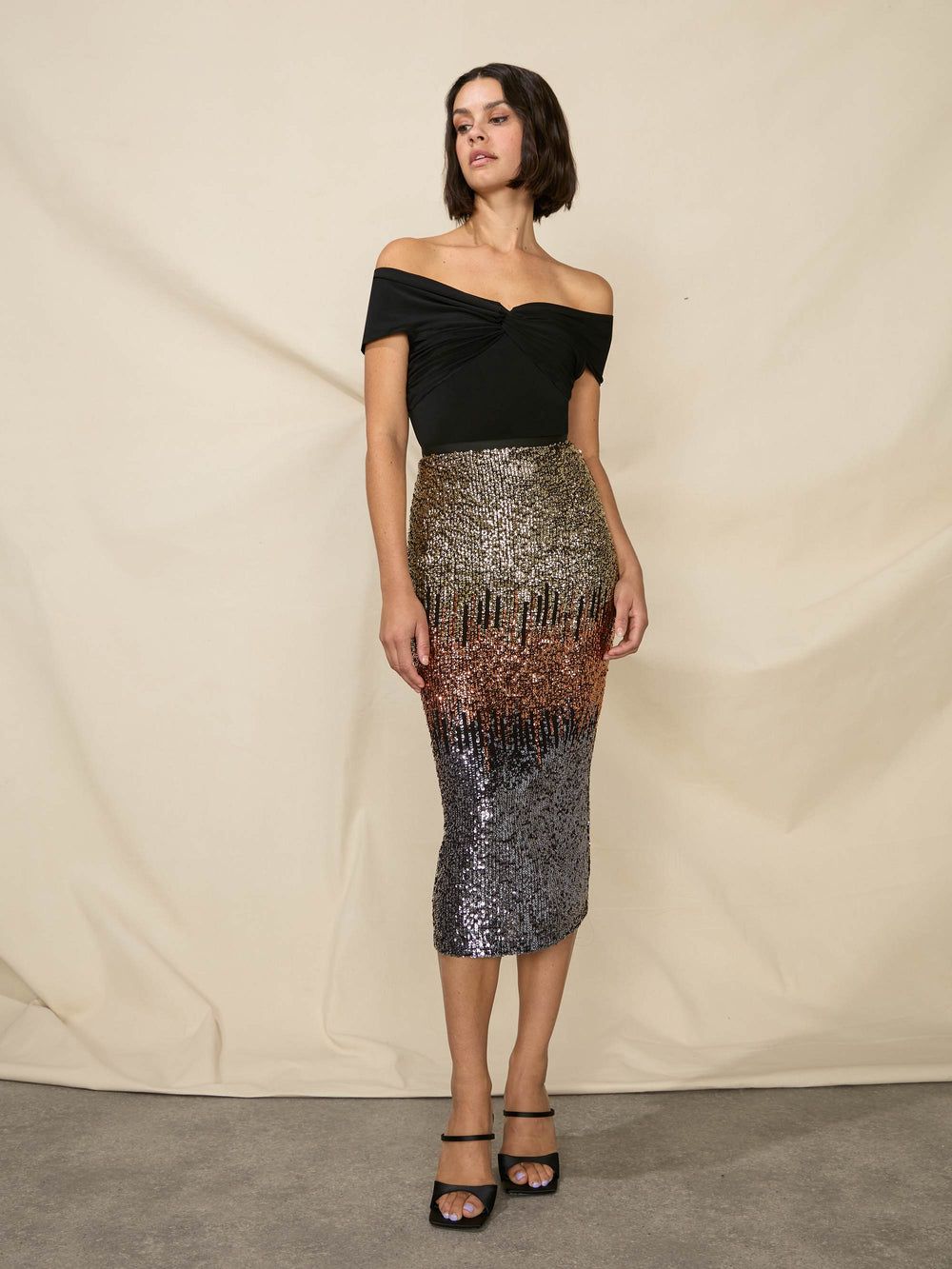 Glitter hotsell midi skirt